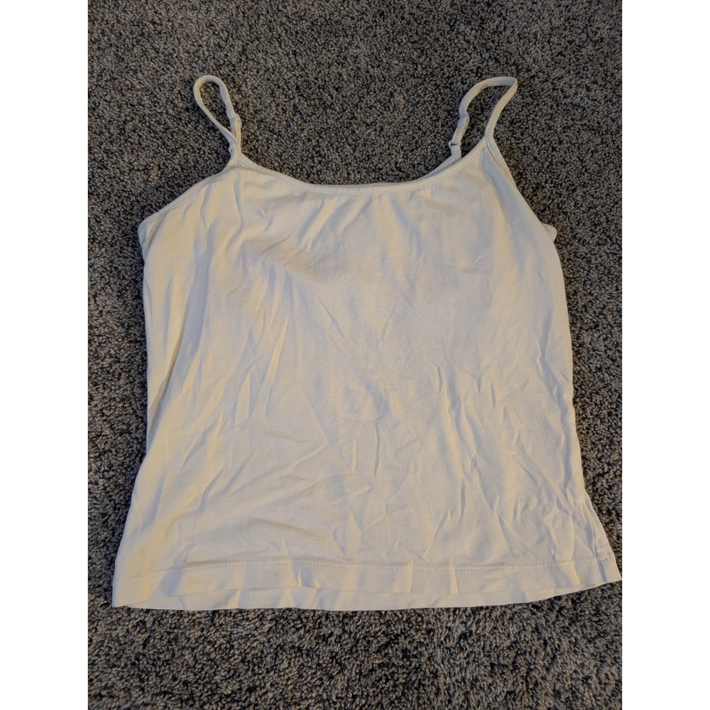 Old Navy Womens Y2K Cream Cotton Stretch Cami Tank Top with Shelf Bra Small‎